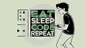 Eat Sleep Code Repeat text, programming and coding lifestyle vector design Generative AI