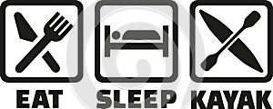 Eat sleep kayak icons