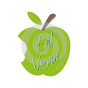 Eat Vegan Apple vector illustration on white background