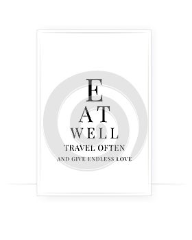 Eat well, travel often and give endless love, vector