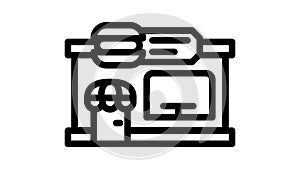 eatery building line icon animation