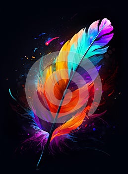 Eather feather maker app free. A colorful feather on a black background.