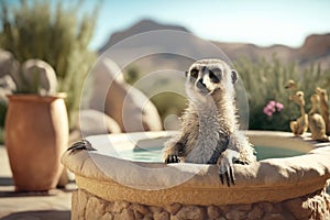 eatic Meerkat Soaking in Luxurious Jacuzzi in Unreal Engine 5