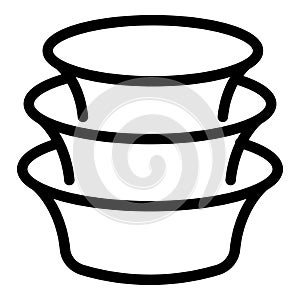 Eating bowls icon outline vector. Kitchen dish plates