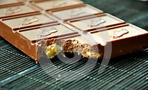 Eating chocolate, confort food concept