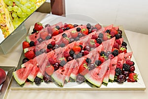 Eating at the event. Watermelon and Berries Platter for Summer Events