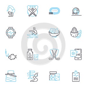 Eating habits linear icons set. Nutrition, Diet, Choices, Portions, Healthy, Snacking, Mindful line vector and concept