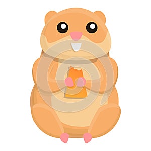 Eating hamster icon, cartoon style
