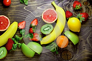 Eating healthy food - healthy diet with fresh organic fruits
