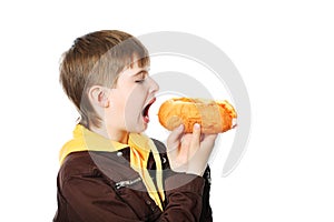 Eating hotdog