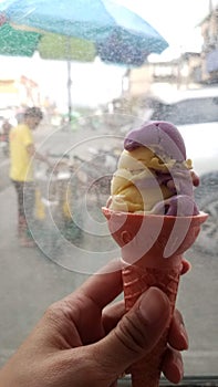 Eating ice cream in Ormoc City, Leyte, Philippines