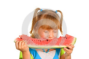 Eating a juicy watermelon