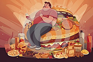 Eating junk food nutrition and dietary health problem concept