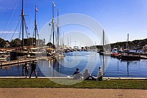 Eating Lunch on Camden Harbor.