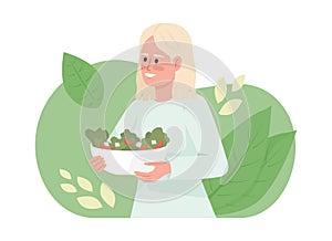 Eating nutritious breakfast 2D vector isolated illustration