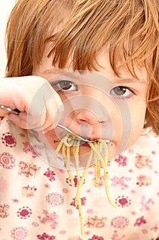 Eating pasta photo