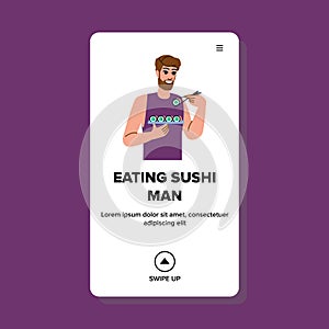 eating sushi man vector