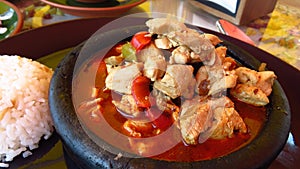 Traditional Turkish Chicken Testi Kebab in Ceramic Pot