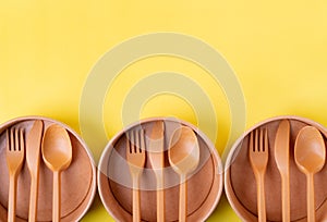 Eating utensils made of compostable materials. Copy