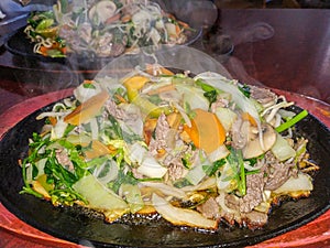 Eating veal vegetables frying pan Meat Vegetables Veal