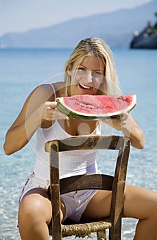 Eating water melon