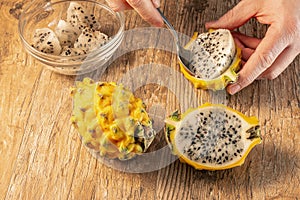 Eating Yellow Dragon Fruit