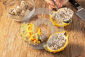 Eating Yellow Dragon Fruit