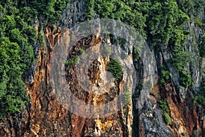 Eautiful view of rock cliffs with tree background photo