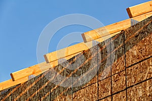 The eaves and trusses on a stick built home