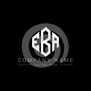 EBA letter logo design with polygon shape. EBA polygon and cube shape logo design. EBA hexagon vector logo template white and
