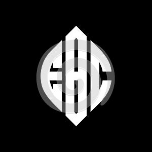 EBC circle letter logo design with circle and ellipse shape. EBC ellipse letters with typographic style. The three initials form a