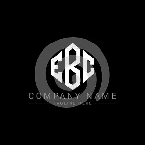 EBC letter logo design with polygon shape. EBC polygon and cube shape logo design. EBC hexagon vector logo template white and