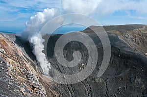 Ebeko Volcano at Paramushir Island, Kuril Islands, Russia