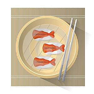 ebi nigiri sushi. Vector illustration decorative design