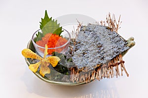Ebiko Shrimp Egg Served with Seaweed