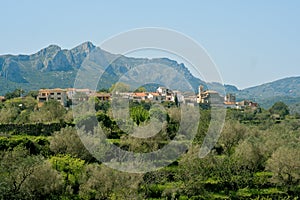 Ebo valley village and mountain in the background