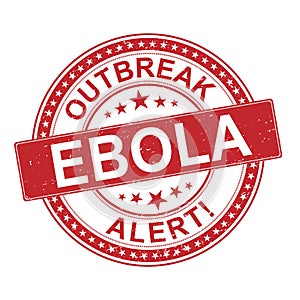 Ebola alert eubber stamp on a white background