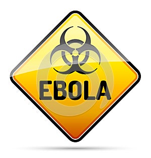 Ebola Biohazard virus danger sign with reflect and shadow on white background.