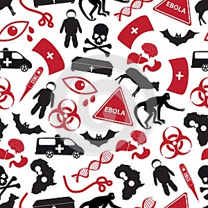 Ebola disease red and black icons pattern