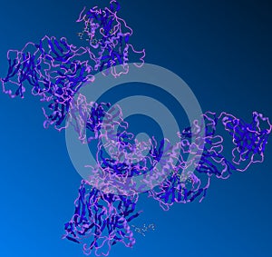 Ebola glycoprotein molecule on blue photo