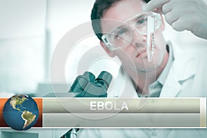 Ebola news flash with medical imagery