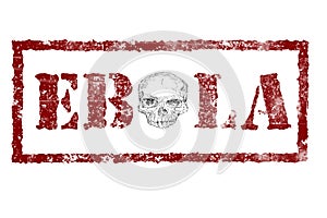 EBOLA red stamp text on white