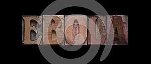 Ebola word in old wood type