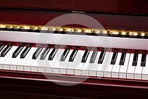 Ebony and ivory keys of red piano