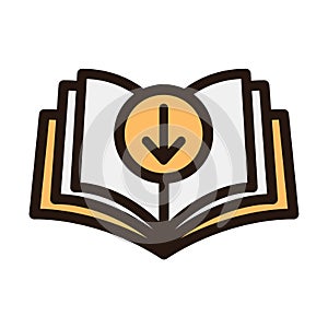 Ebook digital download icon - book and arrow