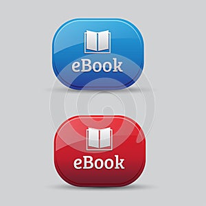 Ebook icon blue - red and blue