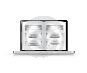 Ebook on a laptop screen. illustration design