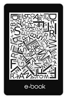 EBook with letters scattered chaotic