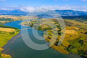 Ebro river on cloudy day