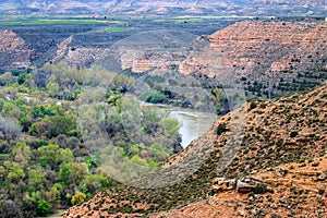 Ebro river flowing through the Spanish landscape near Sastago